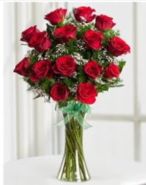 Cam vazo içerisinde 11 kırmızı gül vazosu  Giresun ucuz çiçek gönder 