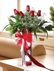Camda 5 kırmızı gül tanzimi  Giresun hediye sevgilime hediye çiçek 